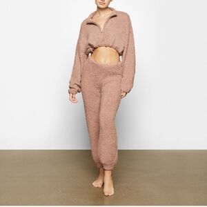 14. NWT SKIMS COZY KNIT CROPPED PULLOVER IN ROSE CLAY SIZE S/M